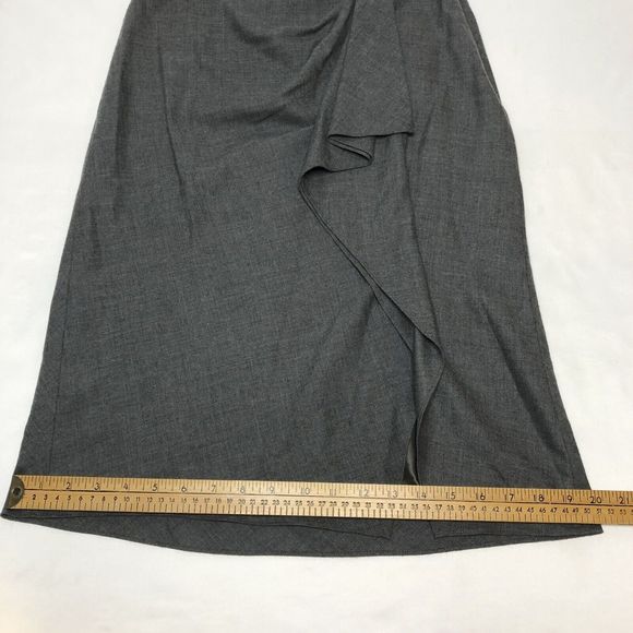 Ralph Lauren Black Label Gray Cashmere Wool Draped Skirt 2 Lined A-Line Ruffle - Picture 4 of 15